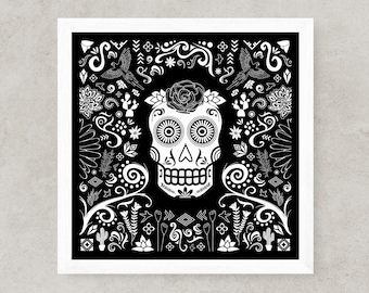 Dia de los Muertos Wall Art, Day of the Dead Print, Dia de los Muertos, Calaca, Calavera, Sugar Skull, Halloween, Halloween Art, Mexican Art