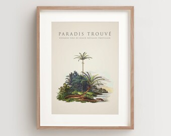 Palm Tree Print, Tropical Palm Print, Island Print, Vintage Botanical Print Vertical