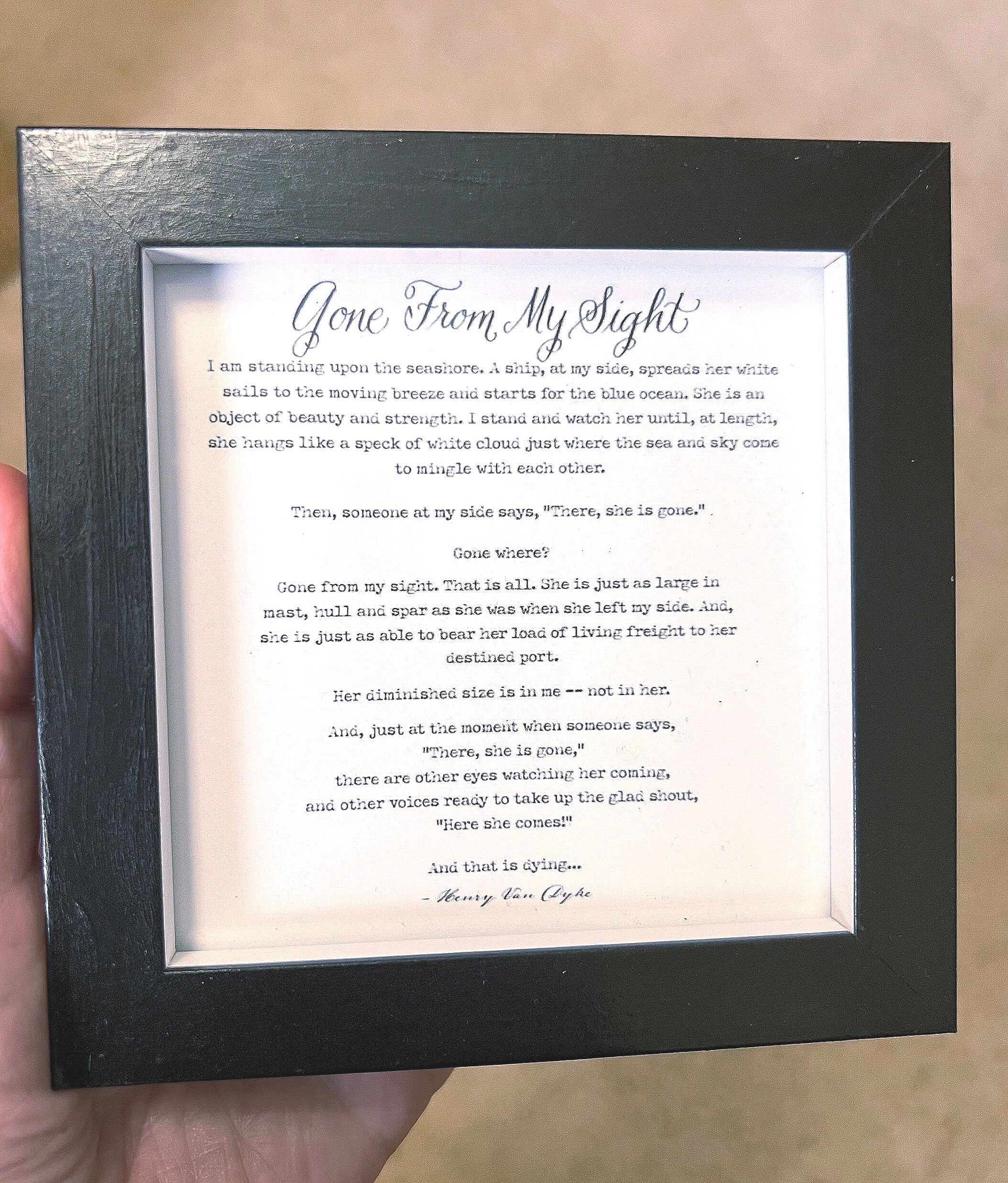 Gone From My Sight Poem Framed Print Mini Black and White Art Sympathy ...
