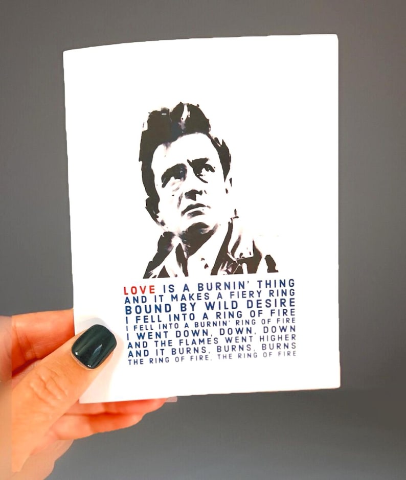 Johnny Cash Card: Ring of Fire Lyrics, Music Lover Anniversary or ...