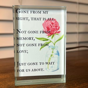 Memorial Glass Frame: Watercolor Poem Keepsake - Sympathy Gift