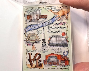 Indianapolis Indiana Ornament | Indy 500 Pacers & Colts | Unique Gift for Christmas | Gifts Under 10 | Stocking Stuffer Present