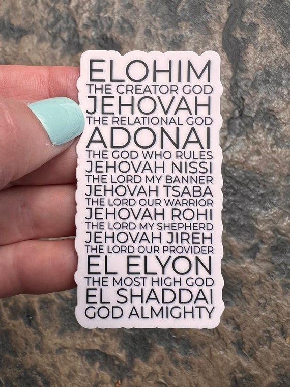 Sacred Names of God Sticker: Black  White Hebrew Bible Decal, Christmas stockings, church friends, or Bible study group