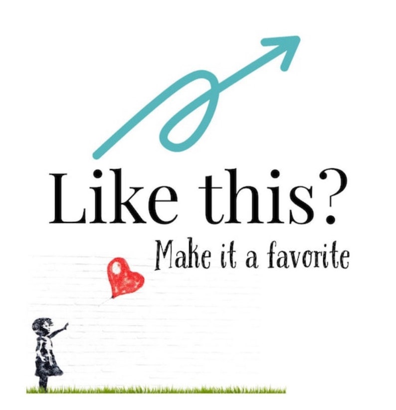 May include: A blue arrow pointing upwards with the text "Like this? Make it a favourite" below. A white brick wall with a red heart shaped balloon floating above a girl in a black dress reaching up towards the balloon.