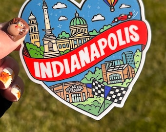 Indianapolis Skyline Sticker, Lucas Oil Stadium, City Art Decal