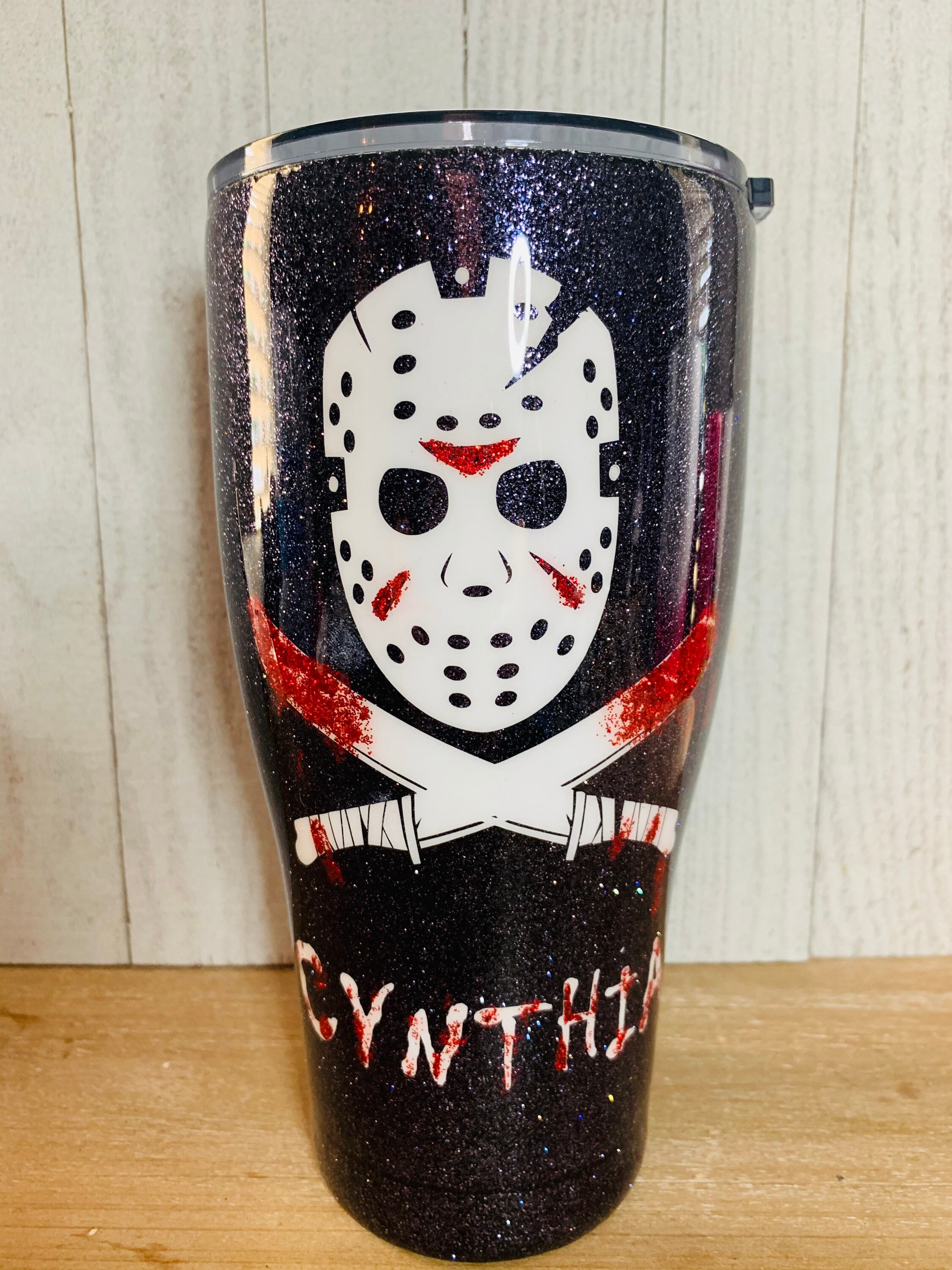 Custom Jason Voorhees Friday the 13th Tumbler Tumblers & Water Glasses Kitchen & Dining