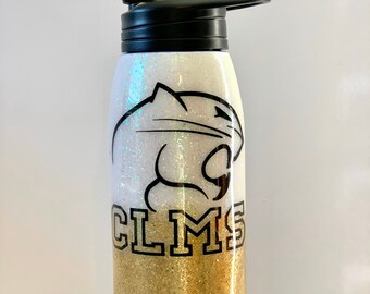 PLAIN or GLITTER label 1 Personalized Teal Basketball Water Bottle Tag 15 Color Choices custom water bottle Cheer water bottle