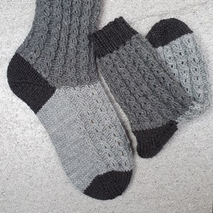 Hand-knitted thick knitted socks patterned socks grey knitted socks socks wool socks stockings