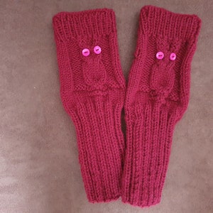 Handgebreide armwarmers met duimopening, manchetten, handschoenen met uilenmanchet, vingerloze uilenhandwarmers, veel kleuren, polswarmers