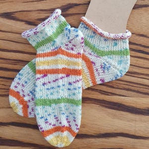 Hand-knitted sneaker socks Knitted socks Summer socks Ankle socks Hand-knitted socks Short socks Wool socks Rolled cuff striped socks