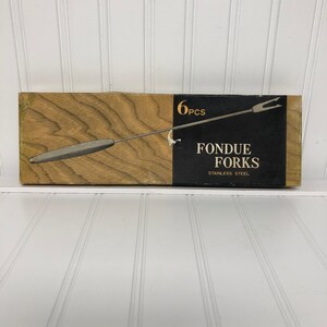 Vintage Fondue Forks, 6 Piece Set In Box, Wood Handle Color Marked Fondue Forks, Mid Century Modern Fondue,