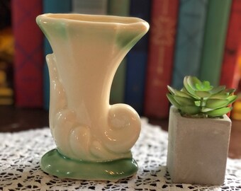 Vintage Small Green And White Vase Planter, Made in USA, Plant Styling, Jungalow, Succulent Planter, Cactus Planter, Plant Lover Gift