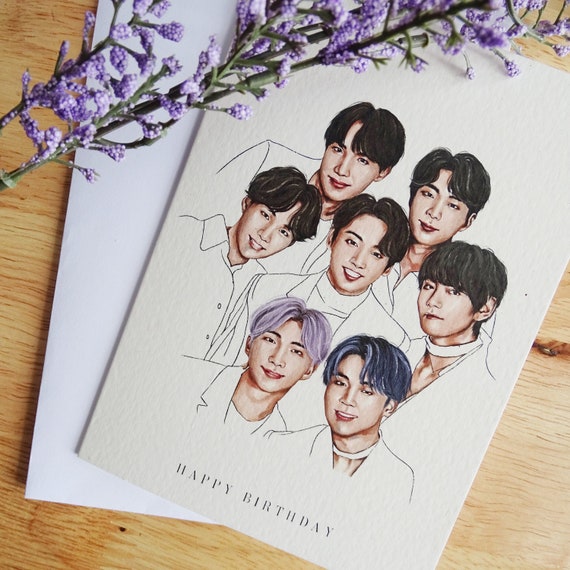 BTS Card / BTS Print / Bts Birthday Card / Minimalist / Etsy