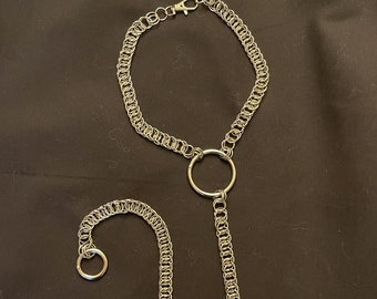 Stainless Steel Half Persian 4 in 1 Chainmaille O-Rings Necklace Harness Leash