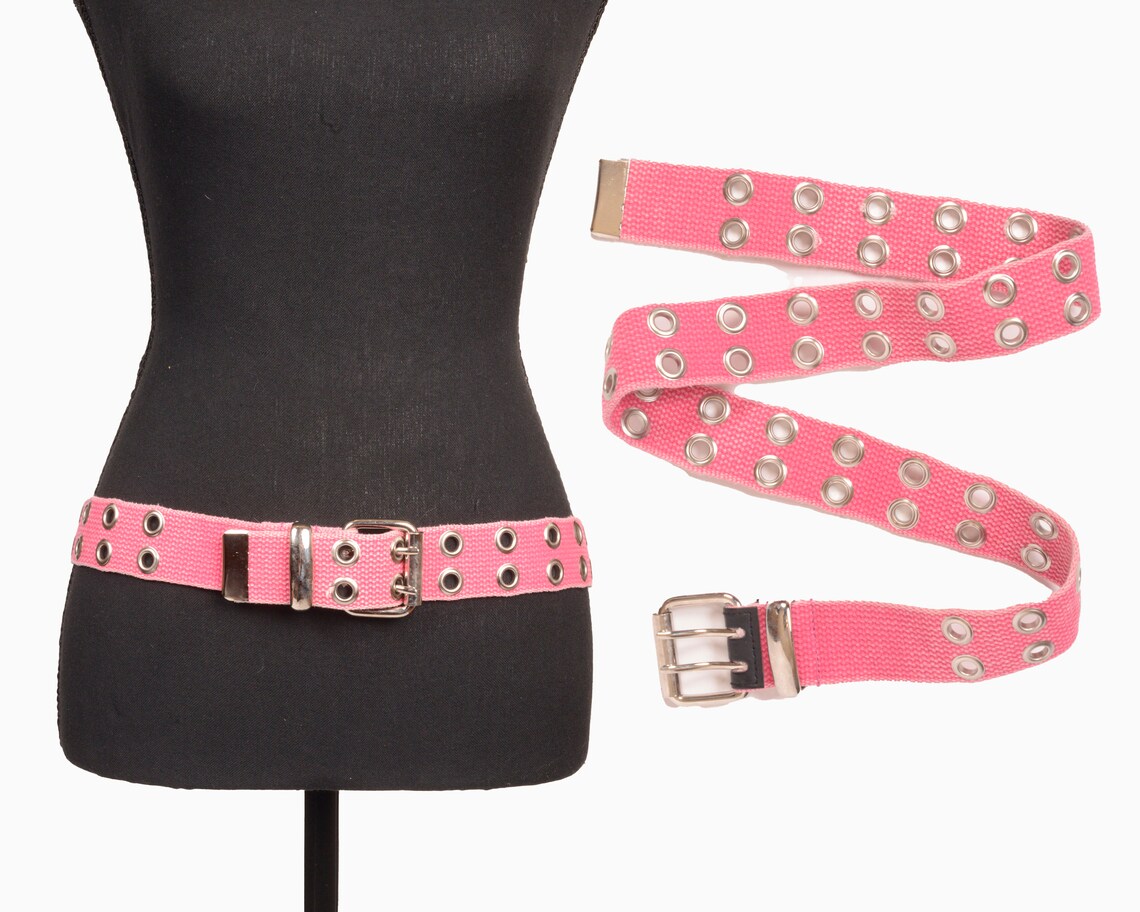 Y2k Early 2000s Baby Pink Silver Rivet Belt Sz S Etsy