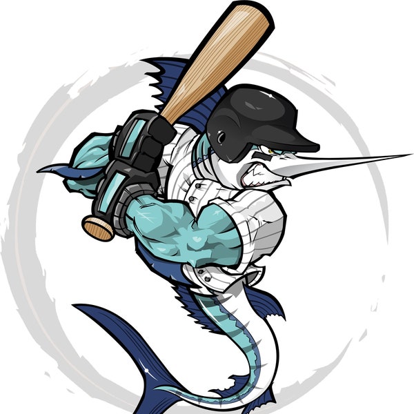 Marlin Fish Baseball Batter Vector Art