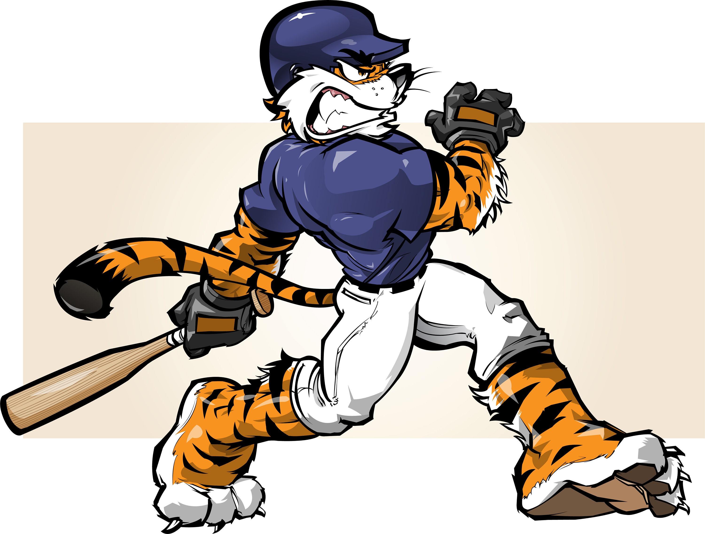 Tiger Baseball Batter Vector Art - Etsy