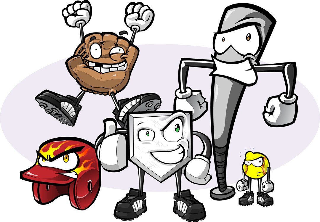 Softball Team Equipment Vector Art Etsy