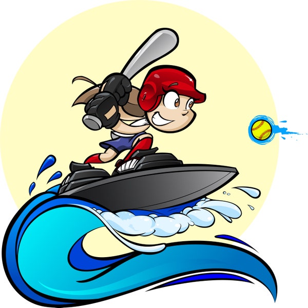 Softball Surfer Girl Vector Art