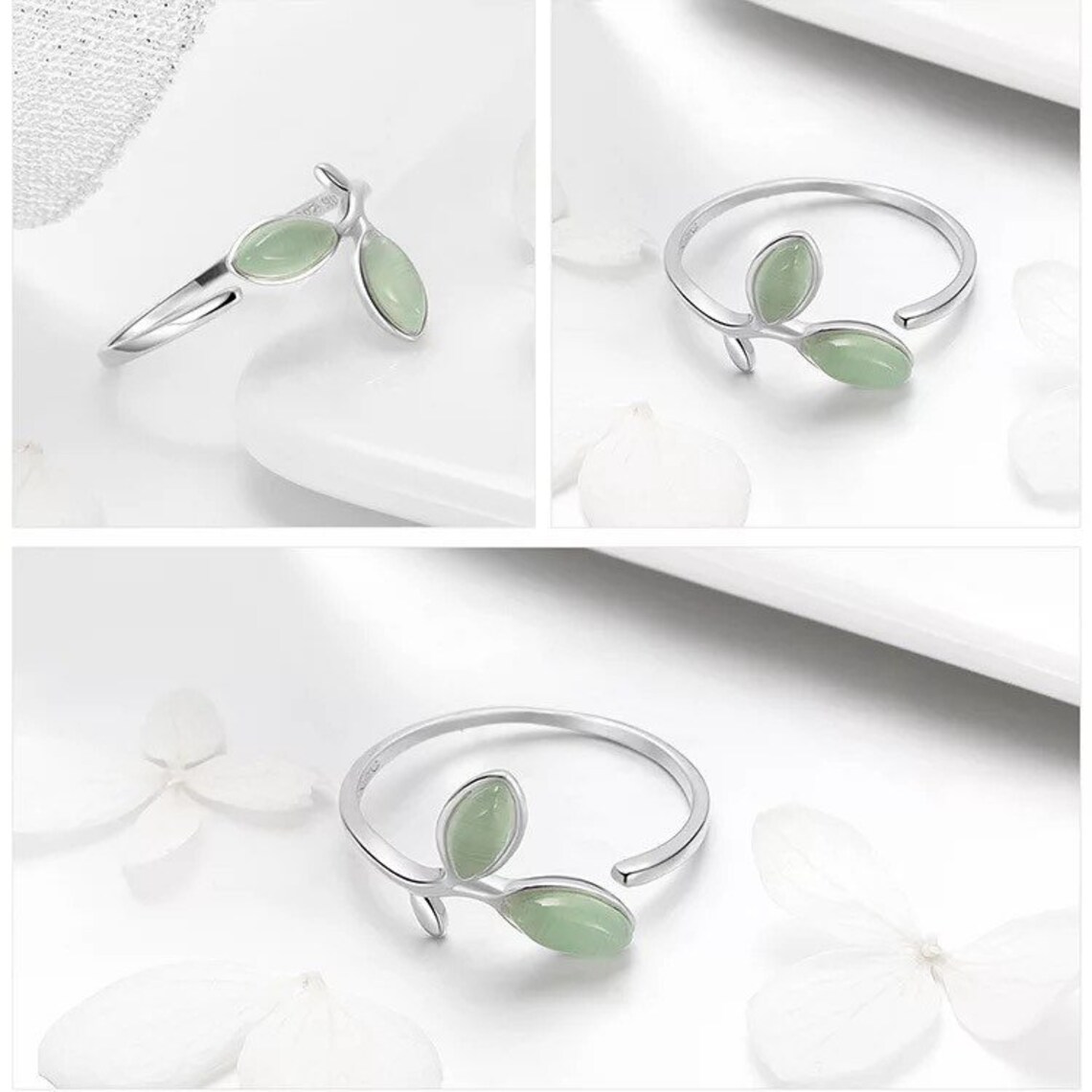 Pastel Green Leaf Ring/ Adjustable Boho Ring/ Minimalist Ring/ Etsy