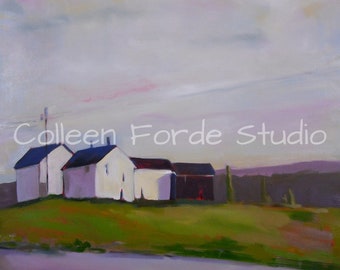 Berwick Barn, Maine, Abstract Landscape, Maine Art, Art Print, Painting, Maine Landscape, Maine Seascape, Coastal Maine, Landscape Art, Barn