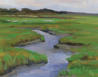 Maine Marsh, Ocean scene, Abstract Landscape, Maine Art, Print, Painting, Maine Landscape, Maine Seascape, Coastal Maine, Landscape Art,