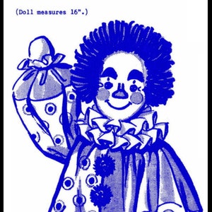 Carta MUÑECA PAYASO 16" Alto Pedido por correo 2323 Patrón PDF