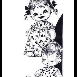 ¡Solo entrega digital en PDF! Sleepy Brother Sister Twin Sock DOLLS Ropa Tela Patrón de costura # 736 Diseño Correo Orden Juguete Copia Carta