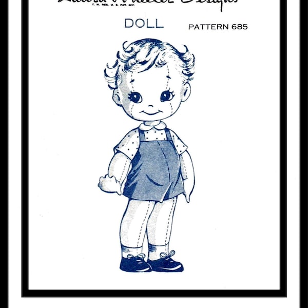 Sock DOLL Mail Order #685 Pattern Jointed Soft BOY PDF Ledger & Letter