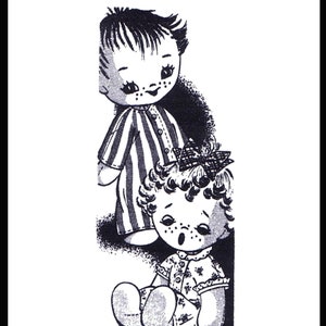 ¡Solo entrega digital en PDF! Sleepy Brother Sister Twin Sock DOLLS Ropa Tela Patrón de costura #7380 Diseño Correo Orden Juguete Copia Carta A4