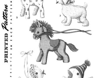Buchstabe S 1404 Kuscheltier Muster Bastelspielzeug Pferd Lamm Hund Ente Küken 13 - 15 cm