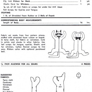 Sleeping CAT Sewing Pattern UNPRINTED Advance 6931 Toy Stuffed Animal / Pajama Bag Pdf LETTER image 4
