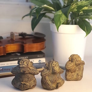 Personalized Graduation Special gifts handmade Trio wise monkeys statue home decor ornaments housewarming, birthday, house warming gift.