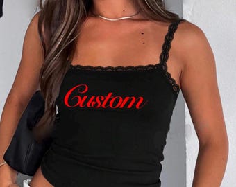 Custom college lace tank, custom college merch, college graduation gift, college acceptance gift, gameday outfit, trendy college, bed party