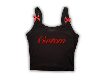 Custom College Bow Tank,  College crop top, custom college, Grad Gift, CustomCollege Merch, College Tank, College Gifts, bed party bundle