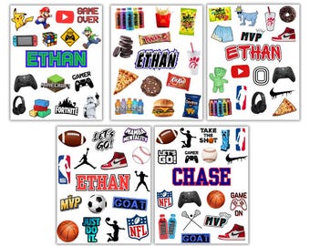 Boys Custom Name Removable Stickers  | Custom Camp | Name Stickers | Cling stickers | Sleepaway Camp | Visiting Day | Bunk Junk
