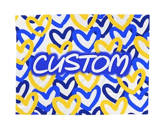 College Blanket Graffiti Hearts CHOOSE COLORS, custom college blanket, bed party blanket, custom college, dorm room decor, grad gift
