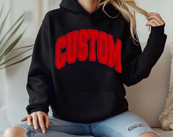 Custom College Puff Varsity Hoodie,  Bed Party Gift, Graduation Gift, College Apparel, College Gifts, Custom College Merch, College Merch