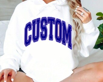 Custom College Puff Varsity Hoodie,  Bed Party Gift, Graduation Gift, College Apparel, College Gifts, Custom College Merch, College Merch