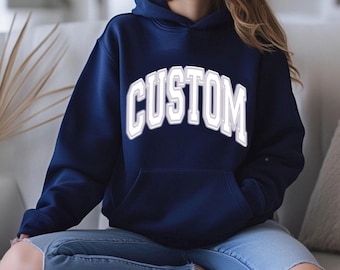 Custom College Puff Varsity Hoodie,  Bed Party Gift, Graduation Gift, College Apparel, College Gifts, Custom College Merch, College Merch