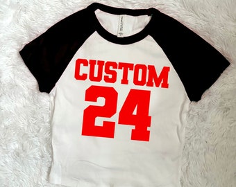 Custom College Varsity Baby Tee, Bed Party Gift, Graduation Gift, College Merch, College Apparel, College Gifts, Custom College Merch