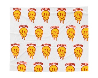 Custom College Blanket, Drip Smiley, Custom College Clothes, Bed Party Gifts, Bed Party, Graduation Gift, College Blanket