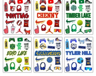 Boys Custom Name Removable Camp Color Stickers  | Custom Camp | Name Stickers | Cling stickers | Sleepaway Camp | Visiting Day | Bunk Junk