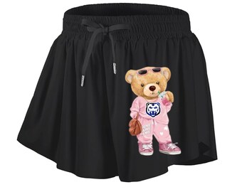 CUSTOM CAMP Bear Flutter Shorts | Sleepaway Camp | Visiting day | Sleepaway Camp Gifts | Camp Bunk | Bunk Junk |  Customized Camp Clothing