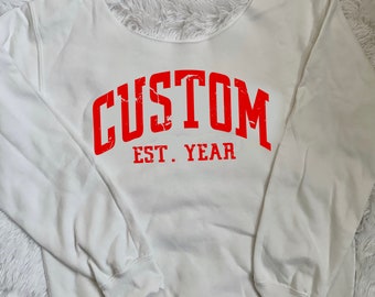 Custom College Vintage Crewneck,Bed Party Gift, Graduation Gift, College Apparel, College Gifts, Custom College Merch
