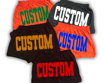 Custom College Varsity Shorts, custom college merch, graduation gift, college acceptance gift, gameday outfit, trendy college, bed party