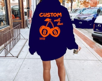 College Cherry Sweatshirt, Custom College Hoodie, Custom College Merch, Bed Party, Grad Gift,  College Merch, Custom College, Trendy College
