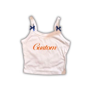 Custom College Bow Tank,  College crop top, custom college, Grad Gift, CustomCollege Merch, College Tank, College Gifts, bed party bundle