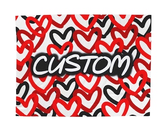 College Blanket Graffiti Hearts CHOOSE COLORS, custom college blanket, bed party , custom college, dorm room decor, grad gift, cute college