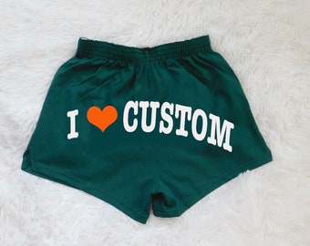 Custom College I Heart Shorts, Bed Party Gift, Graduation Gift, College Merch, College Apparel, College Gifts, Custom College Merch, Soffee
